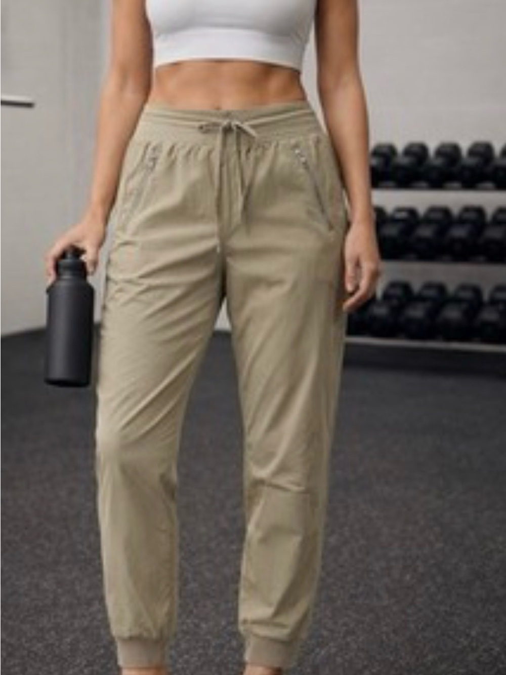 Athleta Trekkie North Jogger Beige/Khaki Drawstring Jogger Pants 4